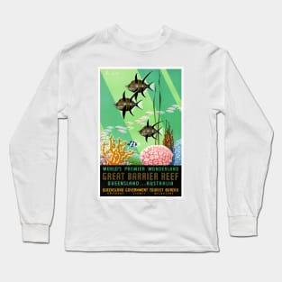 Vintage Travel Poster Australia Great Barrier Reef Long Sleeve T-Shirt